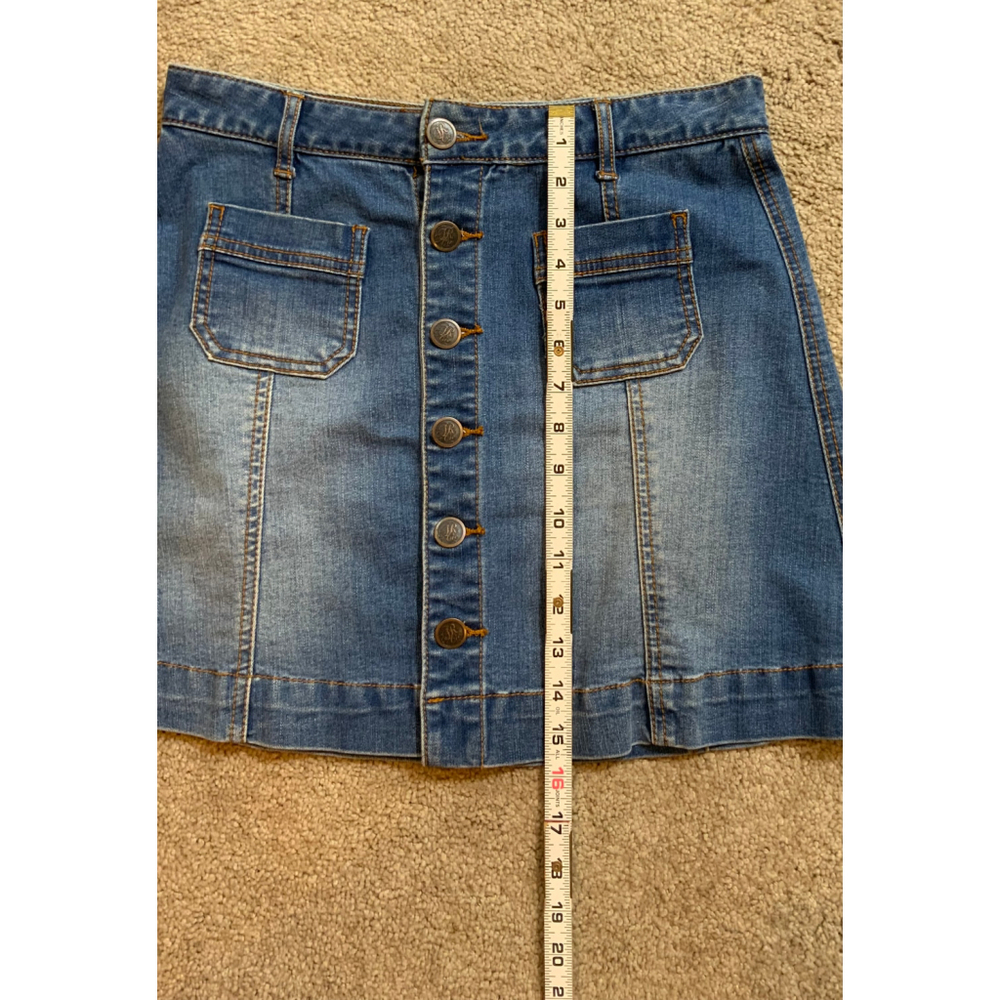 American Rag Women's Denim Button Down Skirt 5 Faded Blue Cottagecore Retro Y2K - Picture 7 of 11